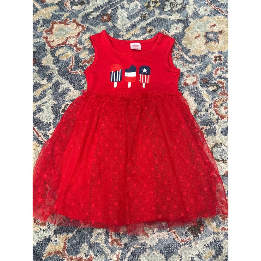 Celebrate Patriotic Tutu Dress Girls 3T Red Popsicle Stars Stripes EUC